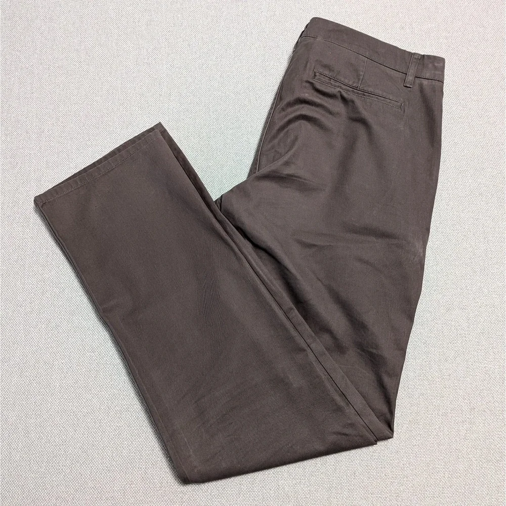 BONOBOS Pants Men's Brown 34x34 Washed Chinos Flat Front Cotton Office Preppy